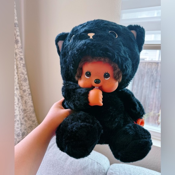 Monchhichi large black cat plushie - Picture 1 of 9